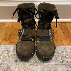 Army green Moto boots